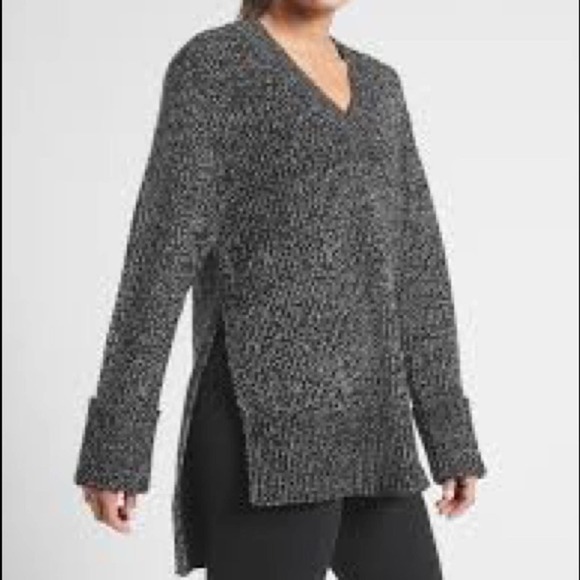 Athleta Shasta V Neck Sweater Black Silver - Picture 1 of 5